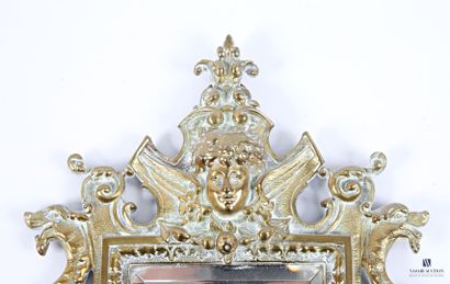Paire d'appliques miroirs en bronze à trois...