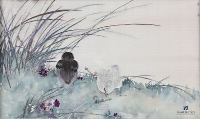 CHINE
Les oisillons
Aquarelle et broderie...