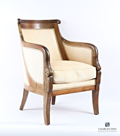 Paire de bergères en bois naturel et bois...