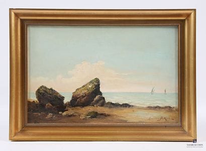 BAYLE Frédéric (1859-1904).
Bord de mer animé...