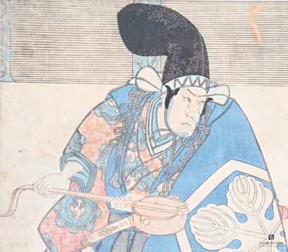 Ensemble de quatre estampes japonaises figurant...