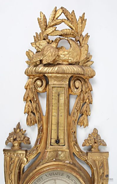 Baromètre thermomètre en bois mouluré, sculpté...