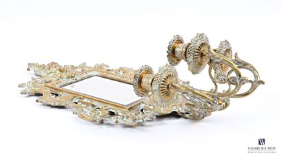 Paire d'appliques miroirs en bronze à trois...