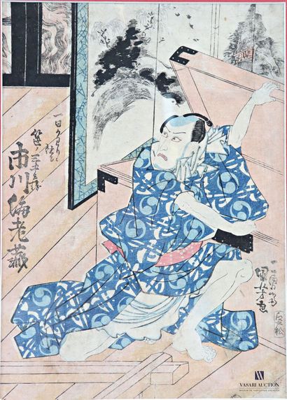 Ensemble de quatre estampes japonaises figurant...