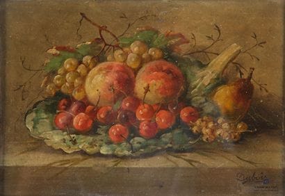 DUBOIS (XIXème siècle)
Nature morte aux cerises,...