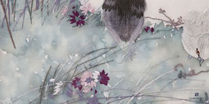CHINE
Les oisillons
Aquarelle et broderie...