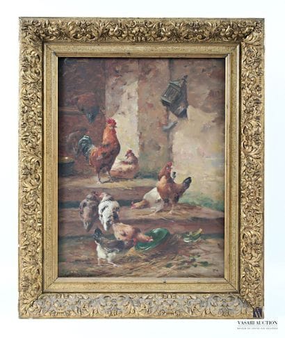 GODCHAUX (XIX-XXe siècles)
Poules et coq
Huile...