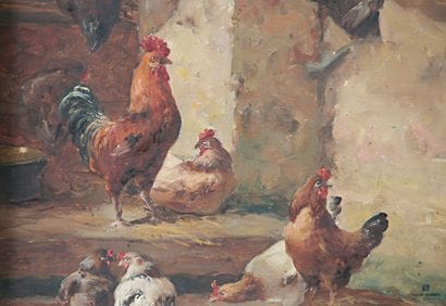 GODCHAUX (XIX-XXe siècles)
Poules et coq
Huile...