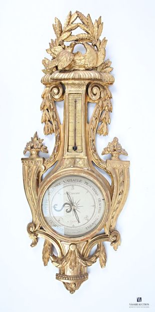 Baromètre thermomètre en bois mouluré, sculpté...