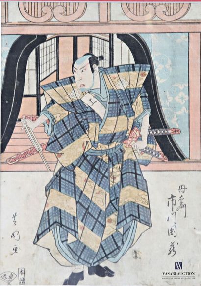Ensemble de quatre estampes japonaises figurant...