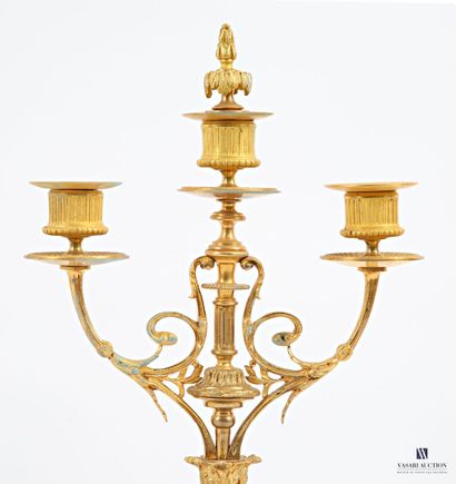 Paire de candélabres en métal doré à trois...