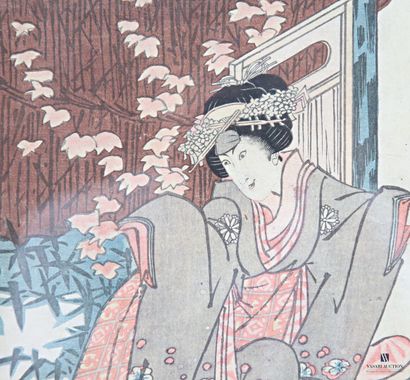 Ensemble de trois estampes japonaises figurant...