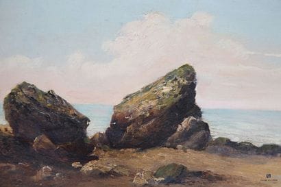 BAYLE Frédéric (1859-1904).
Bord de mer animé...