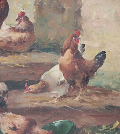 GODCHAUX (XIX-XXe siècles)
Poules et coq
Huile...