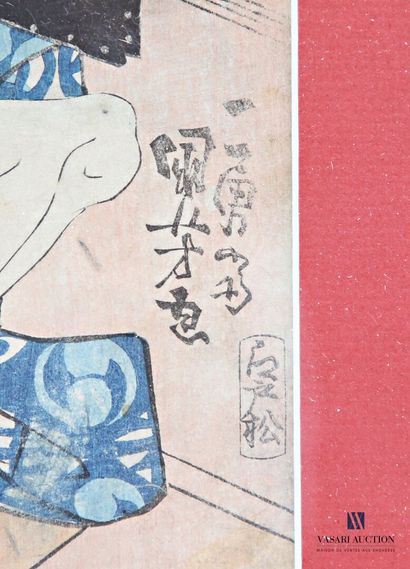 Ensemble de quatre estampes japonaises figurant...