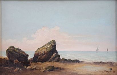 BAYLE Frédéric (1859-1904).
Bord de mer animé...
