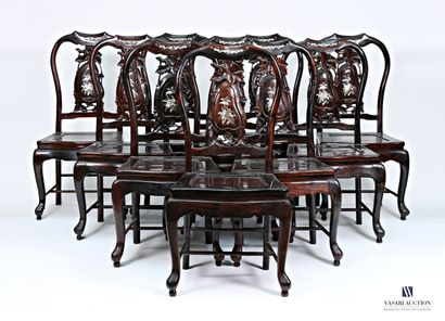 INDOCHINE
Suite de dix chaises en palissandre...