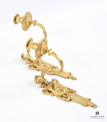 Paire d'appliques en bronze doré, la platine...