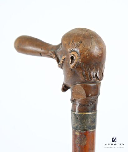 Canne, le pommeau sculpté figurant la caricature...