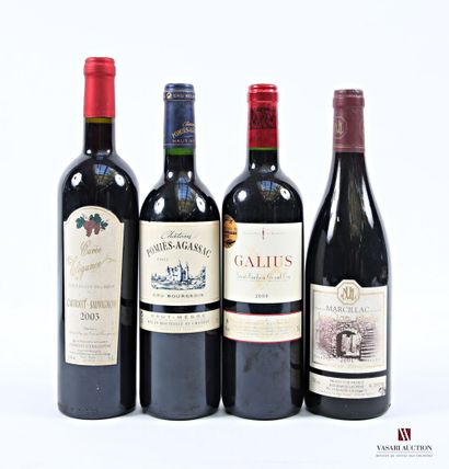 Lot de 4 bouteilles comprenant : 		
1 bouteille	Château...