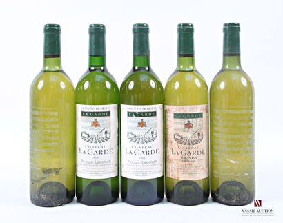 5 bottles Château LA GARDE Graves white 
...