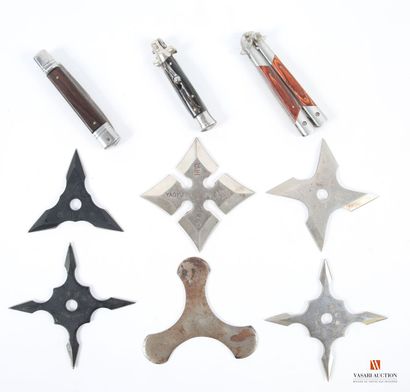 Shurikens (étoiles de jet), 6 pièces différentes,...