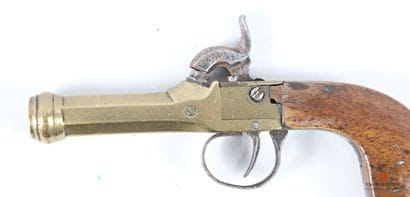 Pistolet de poche à percussion, canon laiton...
