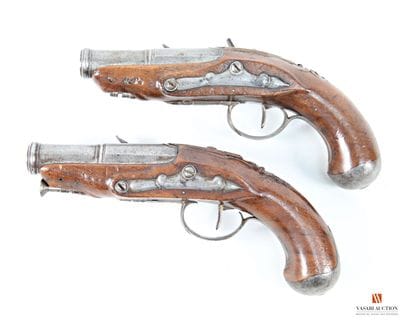 Paire de pistolets de carrosse, platine à...