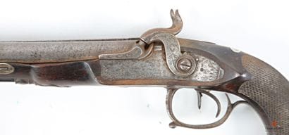 Beau pistolet à percussion à canon double,...