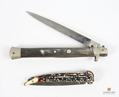 Deux couteaux à cran d'arrêt : un à lame...