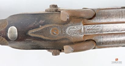 Beau pistolet à percussion à canon double,...