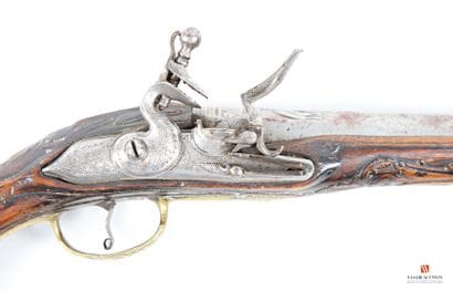 Élégant pistolet à silex, canon à pans au...