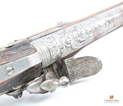 Élégant pistolet à silex, canon à pans au...
