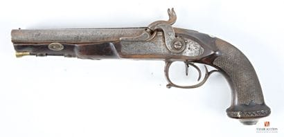 Beau pistolet à percussion à canon double,...