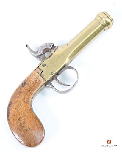 Pistolet de poche à percussion, canon laiton...