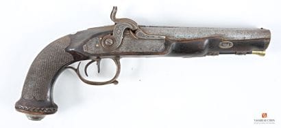 Beau pistolet à percussion à canon double,...