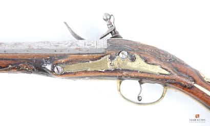 Élégant pistolet à silex, canon à pans au...