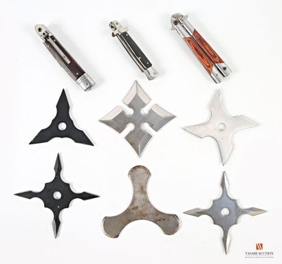 Shurikens (étoiles de jet), 6 pièces différentes,...