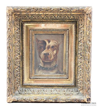 19th-Century French School
Dog's Head 
Oil...