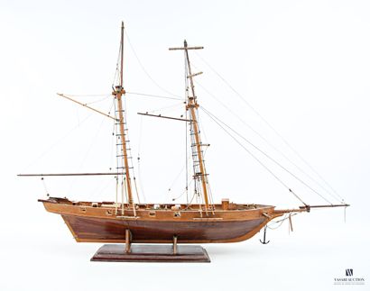 Model sailboat made of wood and rope, with...