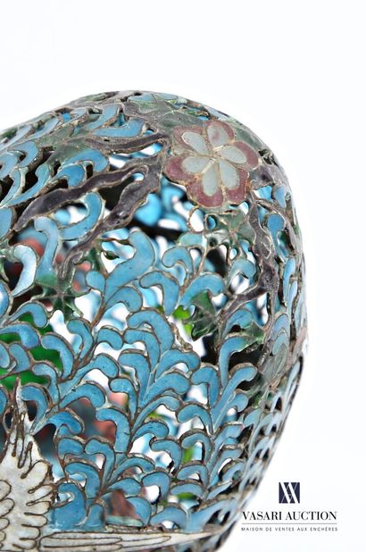 Openwork and polychrome enameled brass egg...