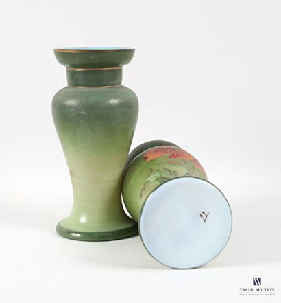 Pair of opaline glass baluster vases with...