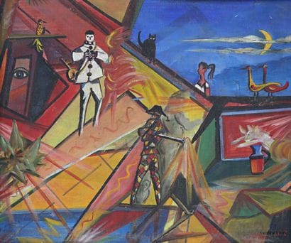 PARAUX P.
Dreamlike landscape 
Oil on canvas
Signed...