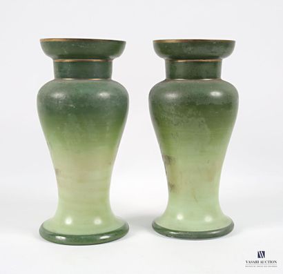 Pair of opaline glass baluster vases with...