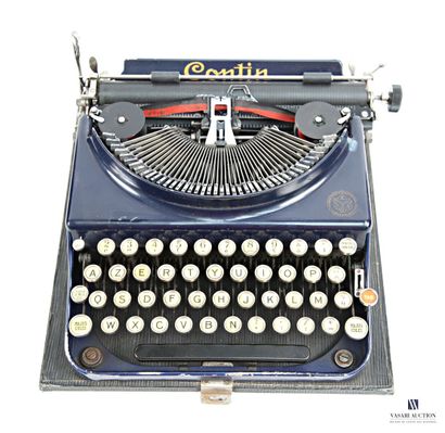 CONTIN E.C.P 
Blue-lacquered metal typewriter...