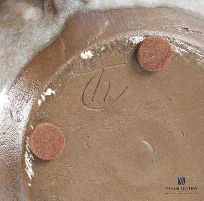 Spherical glazed stoneware teapot with lid...