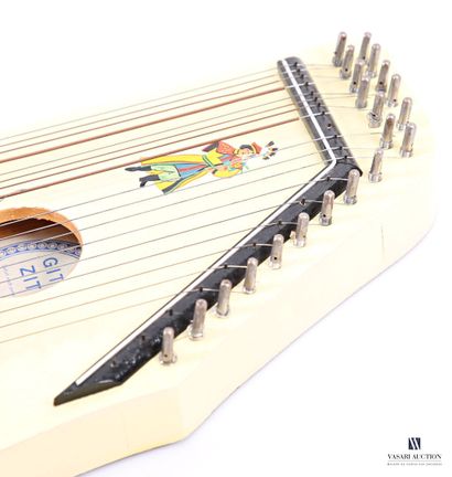 GERMANY 
Painted wooden guitar-zither decorated...