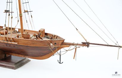 Model sailboat made of wood and rope, with...