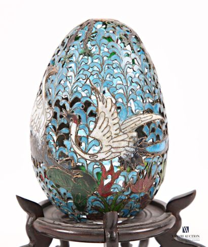 Openwork and polychrome enameled brass egg...