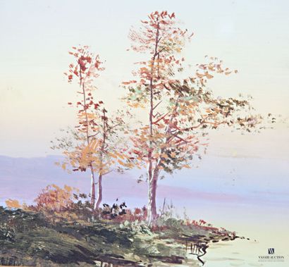 DAVET (XIX-XXth)
Lake thoughts at dusk
Gouache
Signed...
